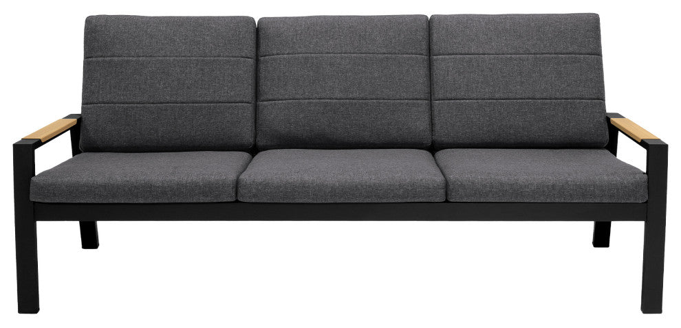 Panama Outdoor 4-Piece Black Aluminum Sofa Seating Set With Dark Gray Olefin