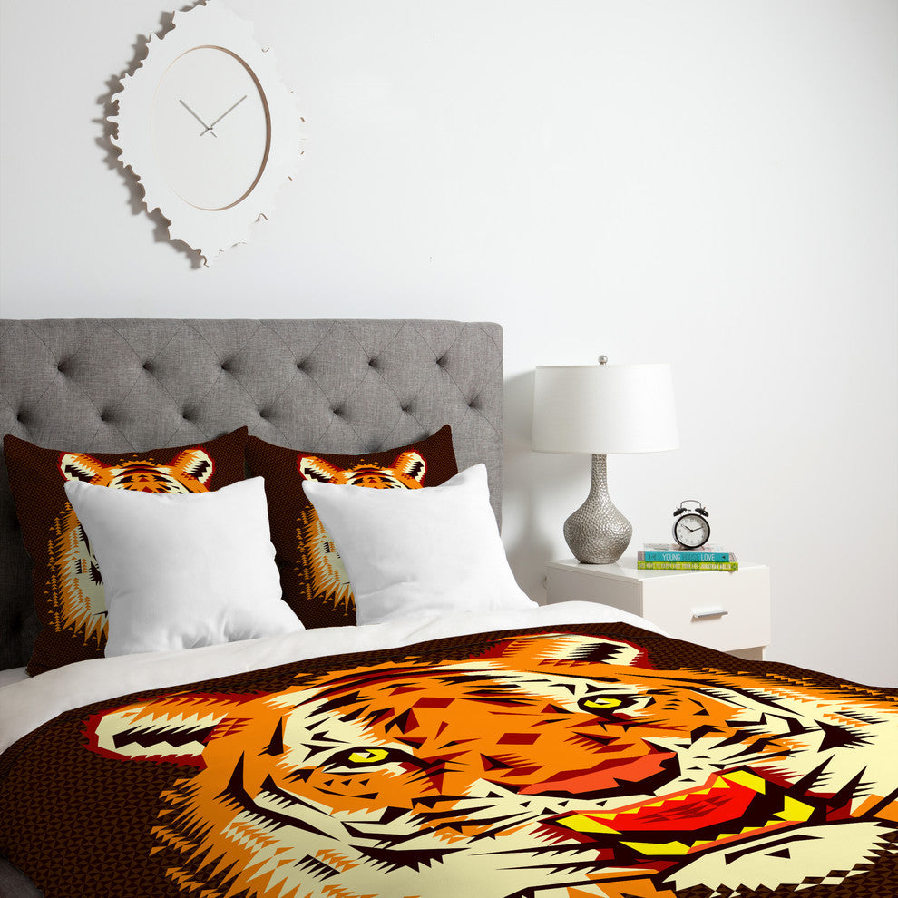 Deny Designs Chobopop Geometric Tiger Duvet Cover - Lightweight