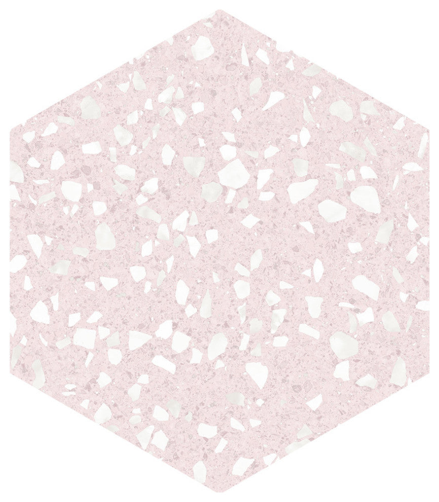 Venice Hex Sky Porcelain Floor and Wall Tile, Pink
