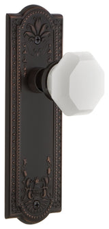 Meadows Plate Passage Waldorf White Milk Glass Knob, Timeless Bronze