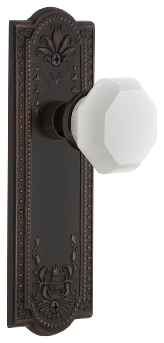 Meadows Plate Passage Waldorf White Milk Glass Knob, Timeless Bronze