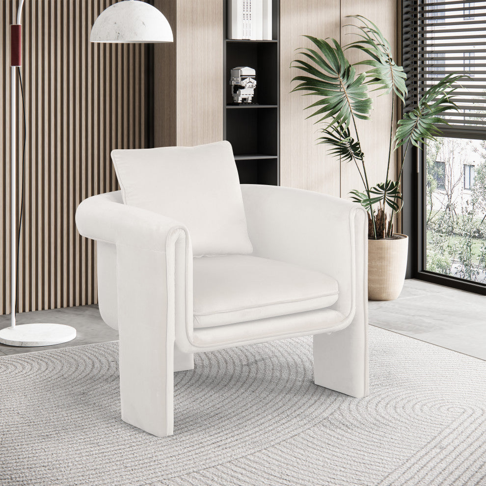 Sloan Velvet Accent Chair, Cream