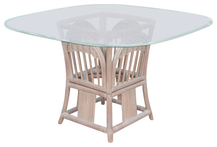48" Bridgeport Table Base, Rustic Driftwood, Tempered Bevel Edge Glass