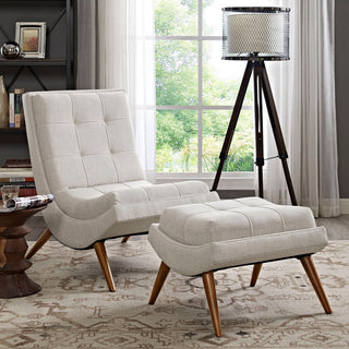 Modern Sand Ramp Upholstered Fabric Lounge Chair Set