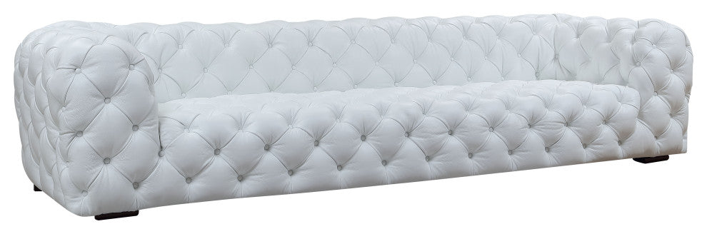 Divani Casa Dexter Transitional White Full Italian Leather 4 Seater Sofa