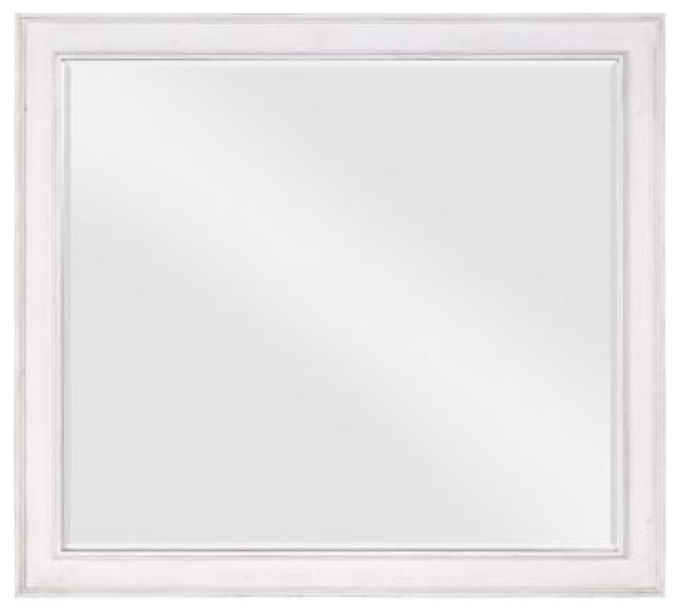 Benzara BM275060 42" Wall Mirror, Molded Sleek Wood Frame, White