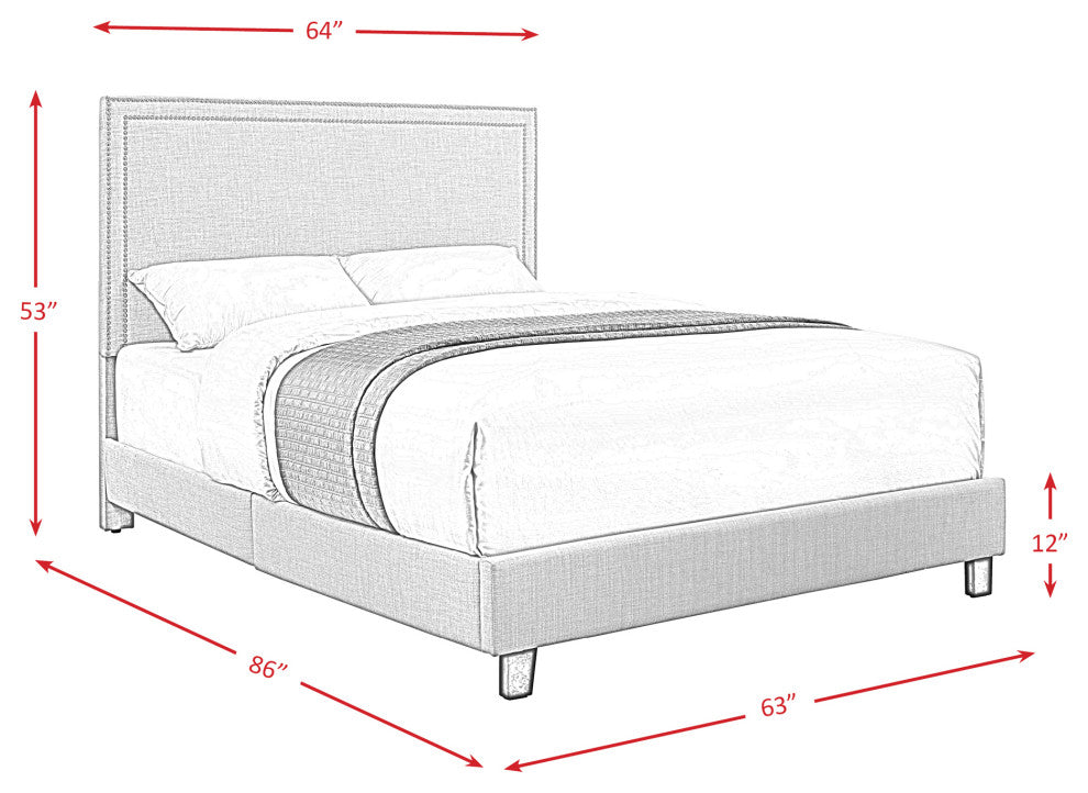 Picket House Emery Upholstered Queen Platform Bed, Gray