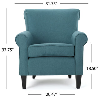 GDF Studio Manon Plush Comfortable Fabric Club Chair, Teal