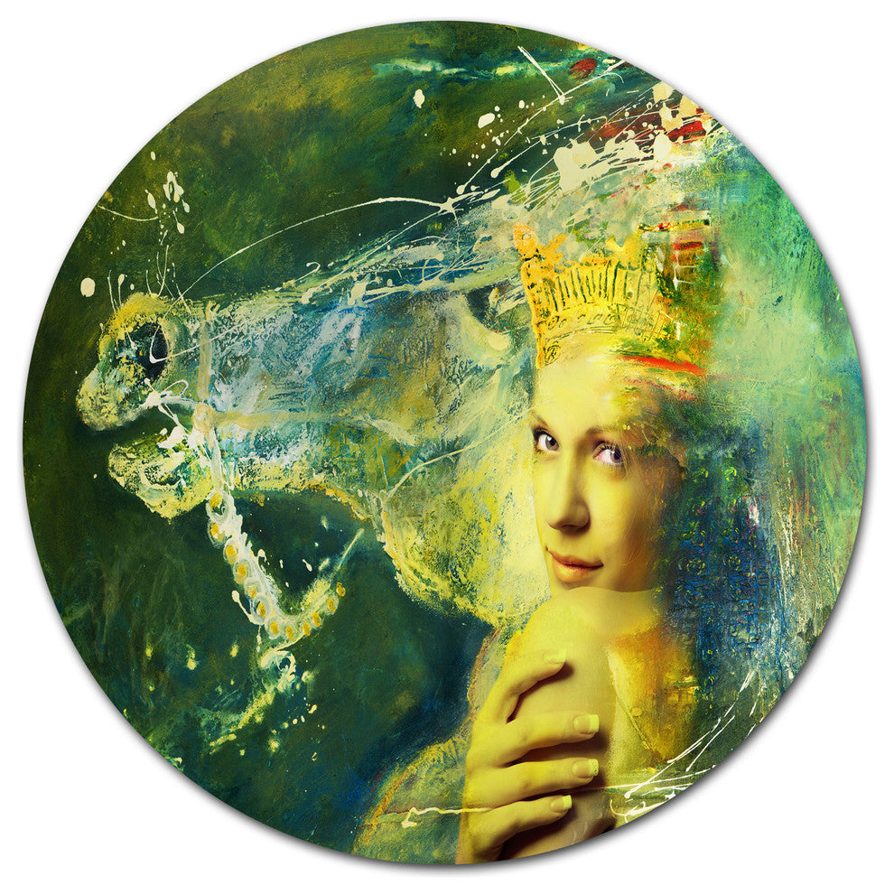 Thoroughbred Horse And Woman, Animal Round Wall Art, 23"