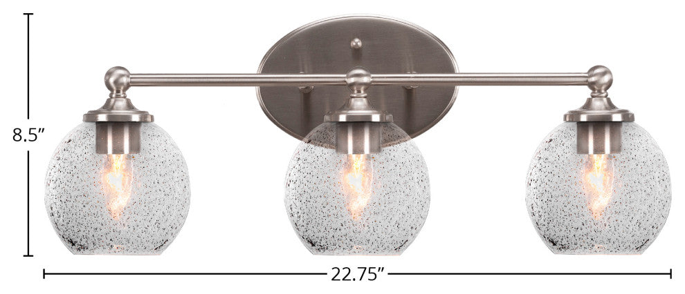 Capri 3-Light Bath Bar, Brushed Nickel/Smoke Bubble