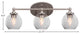 Capri 3-Light Bath Bar, Brushed Nickel/Smoke Bubble