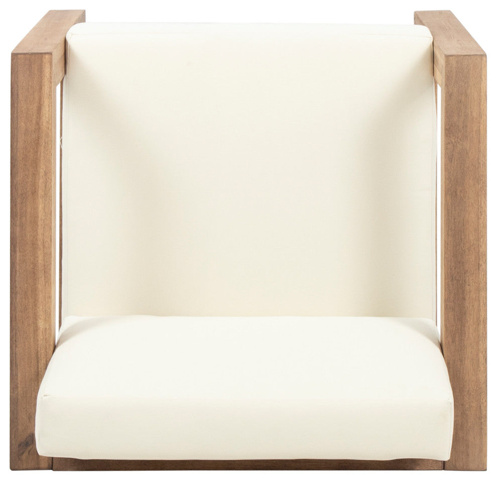 Lucia Outdoor Wooden Club Chairs With Cushions, Set of 2