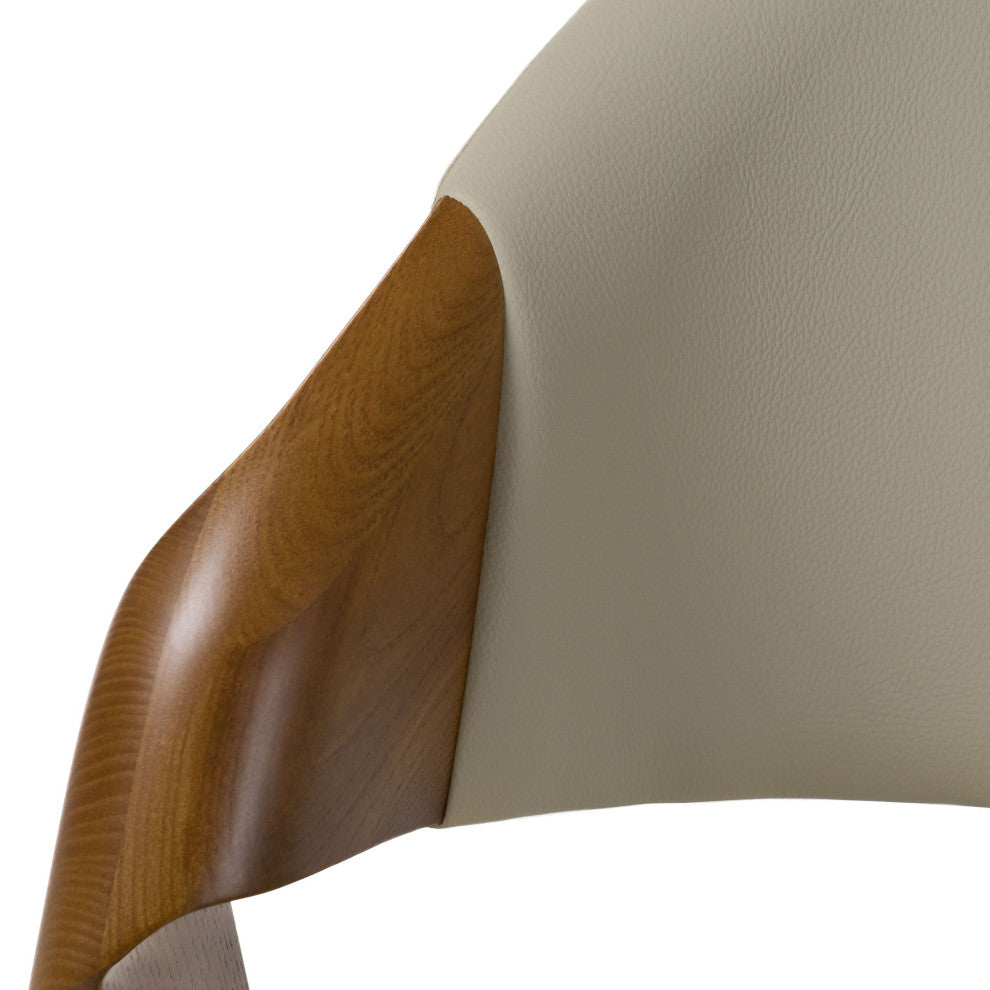 Modrest Arlo Modern Beige and Walnut Dining Chairs, Set of 2
