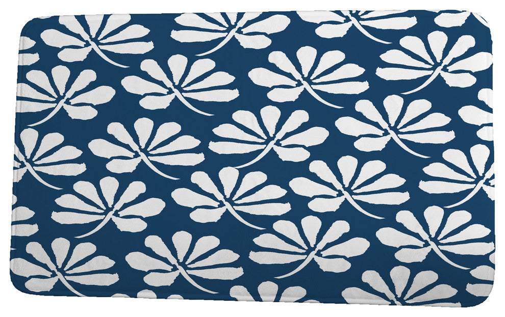 Floral Frolic Ingrid Floral Print Bath Mat, Blue, 21"x34"