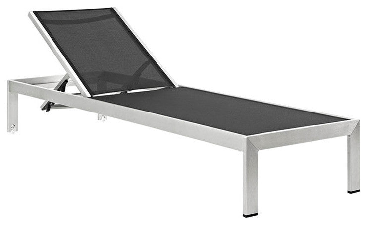 Silver Black Shore Chaise Outdoor Patio Aluminum Set of 4