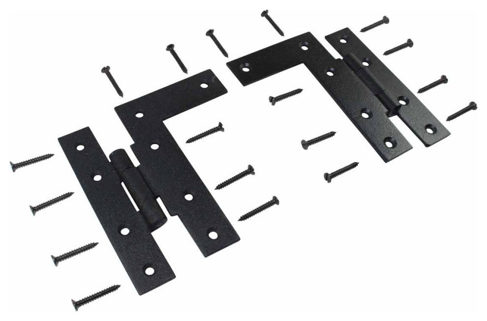Pair Offset H-L Cabinet Hinge Wrought Iron 4 1/2" H Renovators Supply