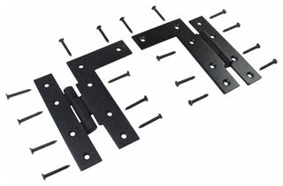 Pair Offset H-L Cabinet Hinge Wrought Iron 4 1/2" H Renovators Supply