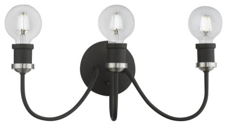 Lansdale 3 Light Black With Brushed Nickel Accent Vanity Sconce