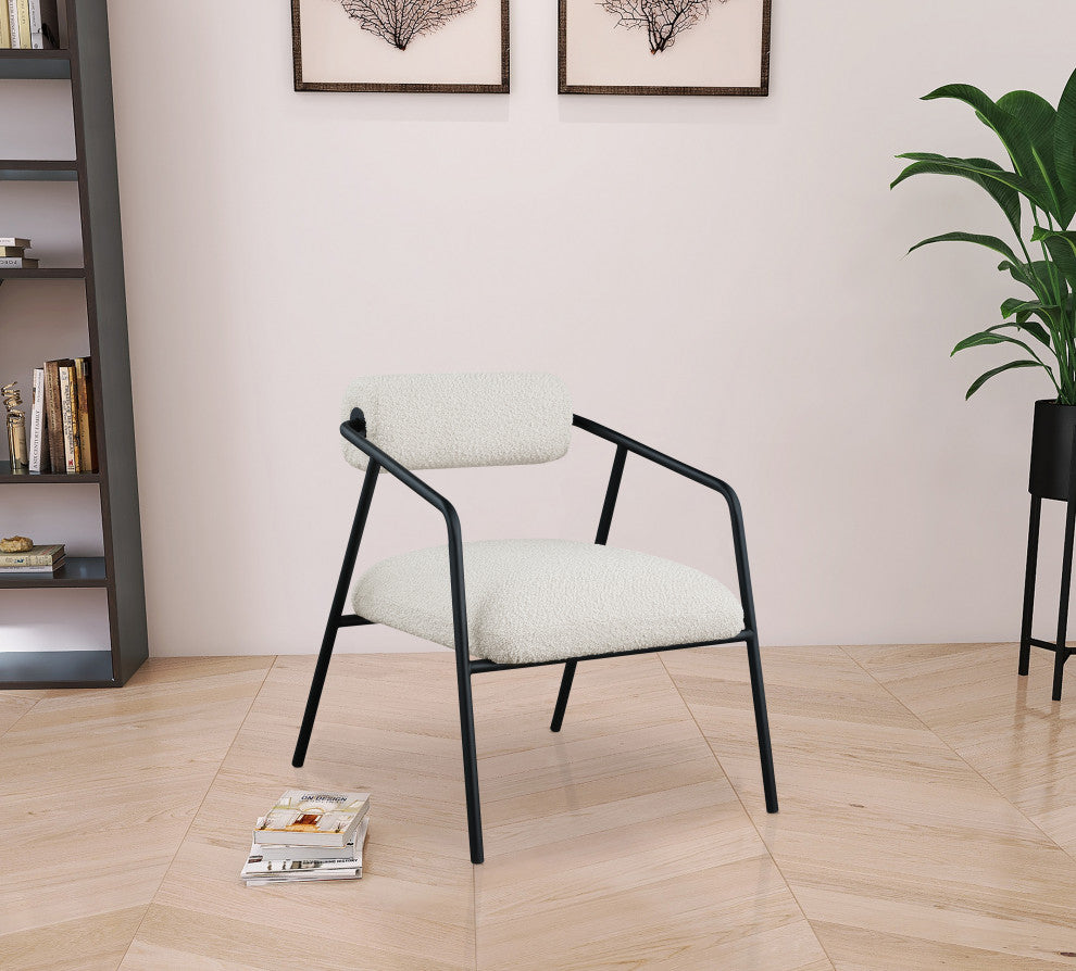 Carly Boucle Fabric Accent Chair, Cream
