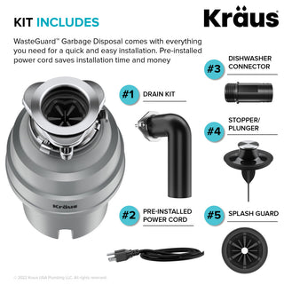 WasteMate Continuous Feed Garbage Disposal, 3/4 HP Motor for Kitchen Sink