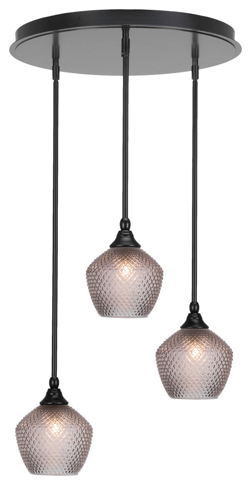 Empire 3-Light Cluster Pendalier, Matte Black/Smoke Textured