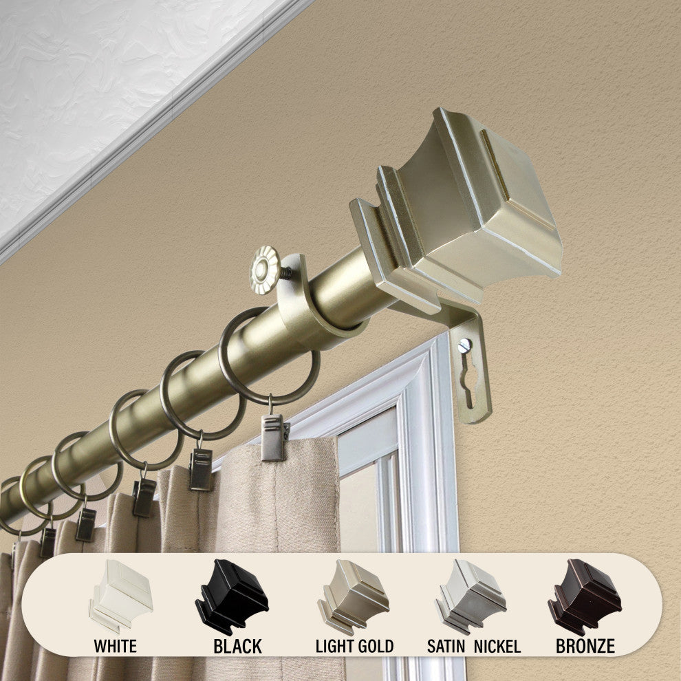 Michel 1" Curtain Rod, Light Gold, 120-170"