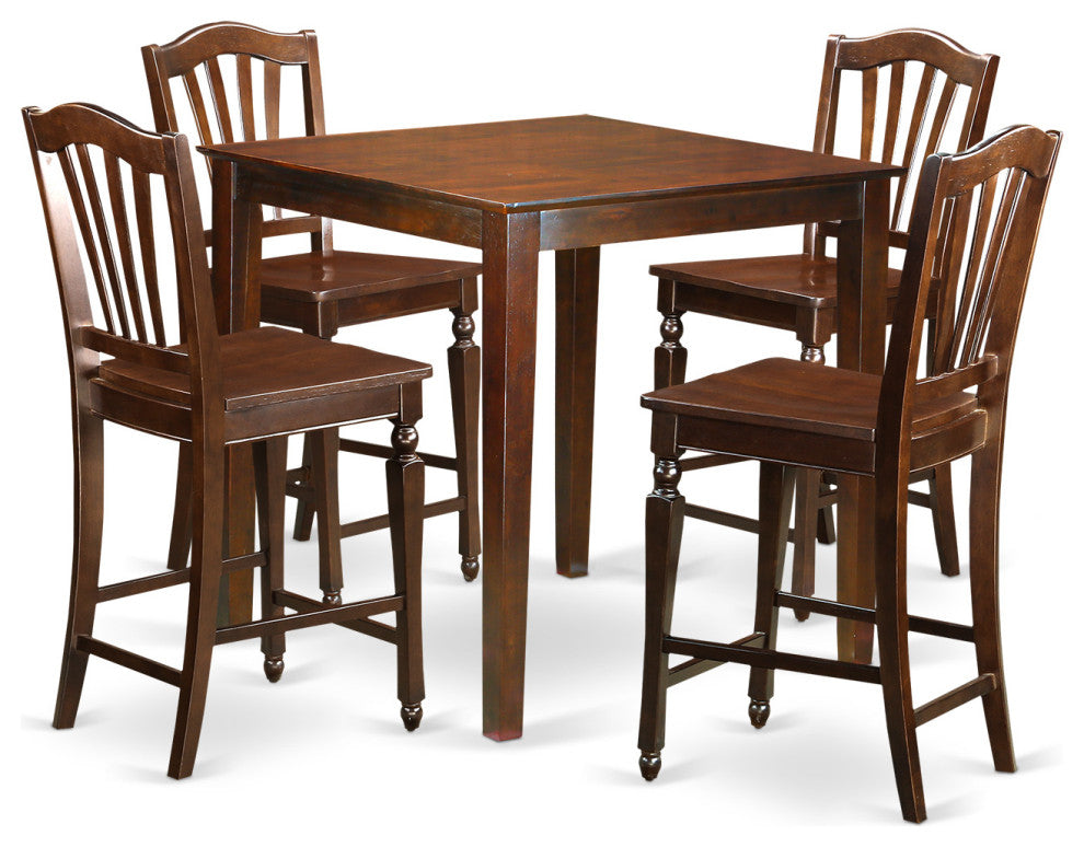 5 Pc Pub Table Set - Kitchen Dinette Table And 4 Kitchen Bar Stool