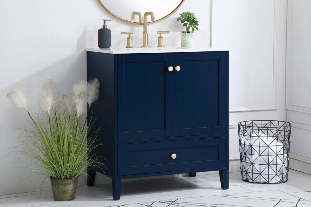 Sadie 30" Single Bathroom Vanity, Blue With Backsplash