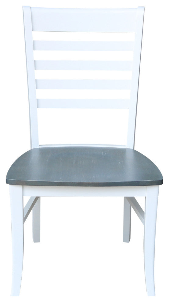 Set of Two Roma Ladderback Chairs, White/Heather Gray
