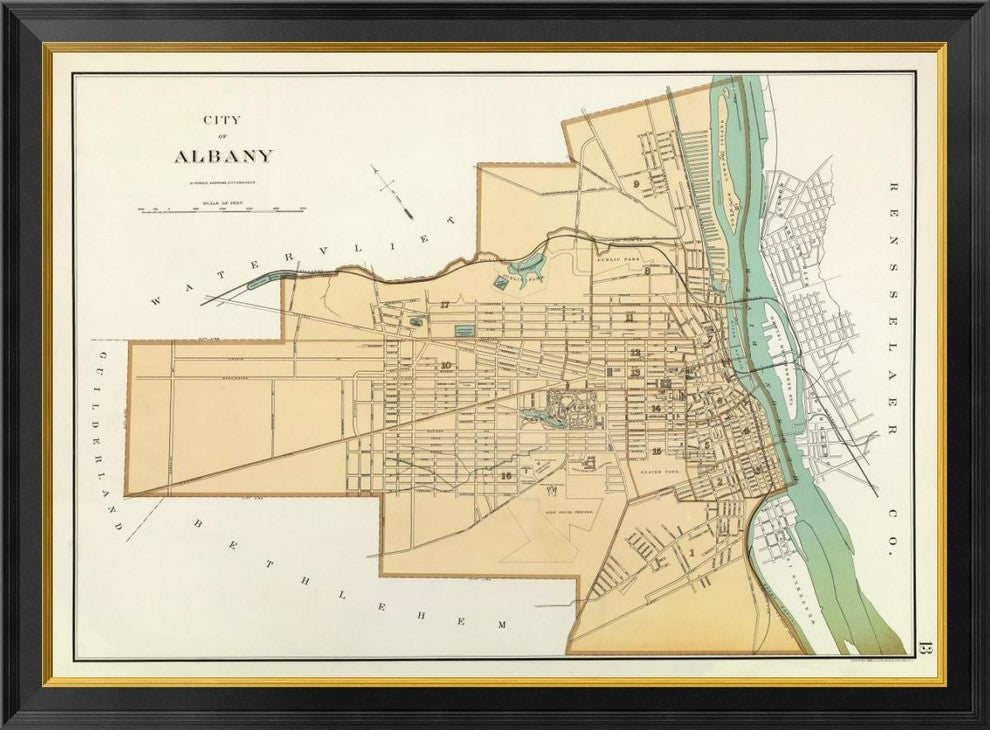 "Albany, New York, 1895" Framed Canvas Giclee by Joseph Rudolf Bien, 40x30"