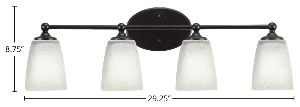 Capri 4-Light Bath Bar, Matte Black/Square White Muslin