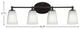 Capri 4-Light Bath Bar, Matte Black/Square White Muslin