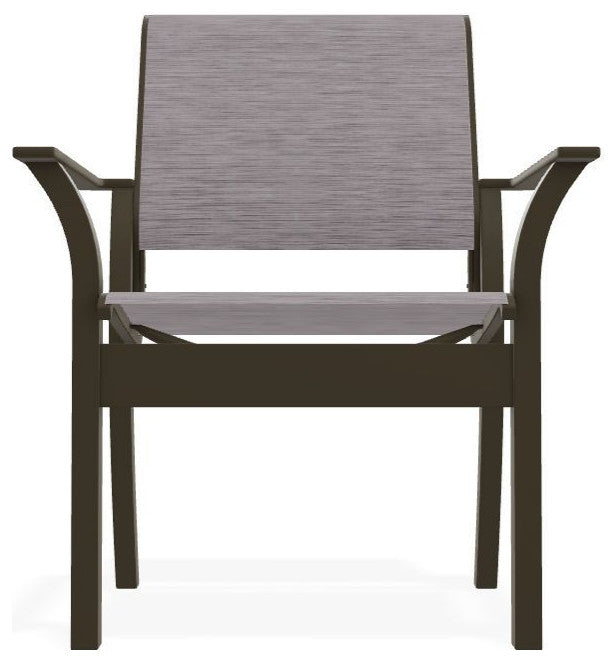 Leeward Sling Stackable Outdoor Dining Chair, Fossil/Beachwood