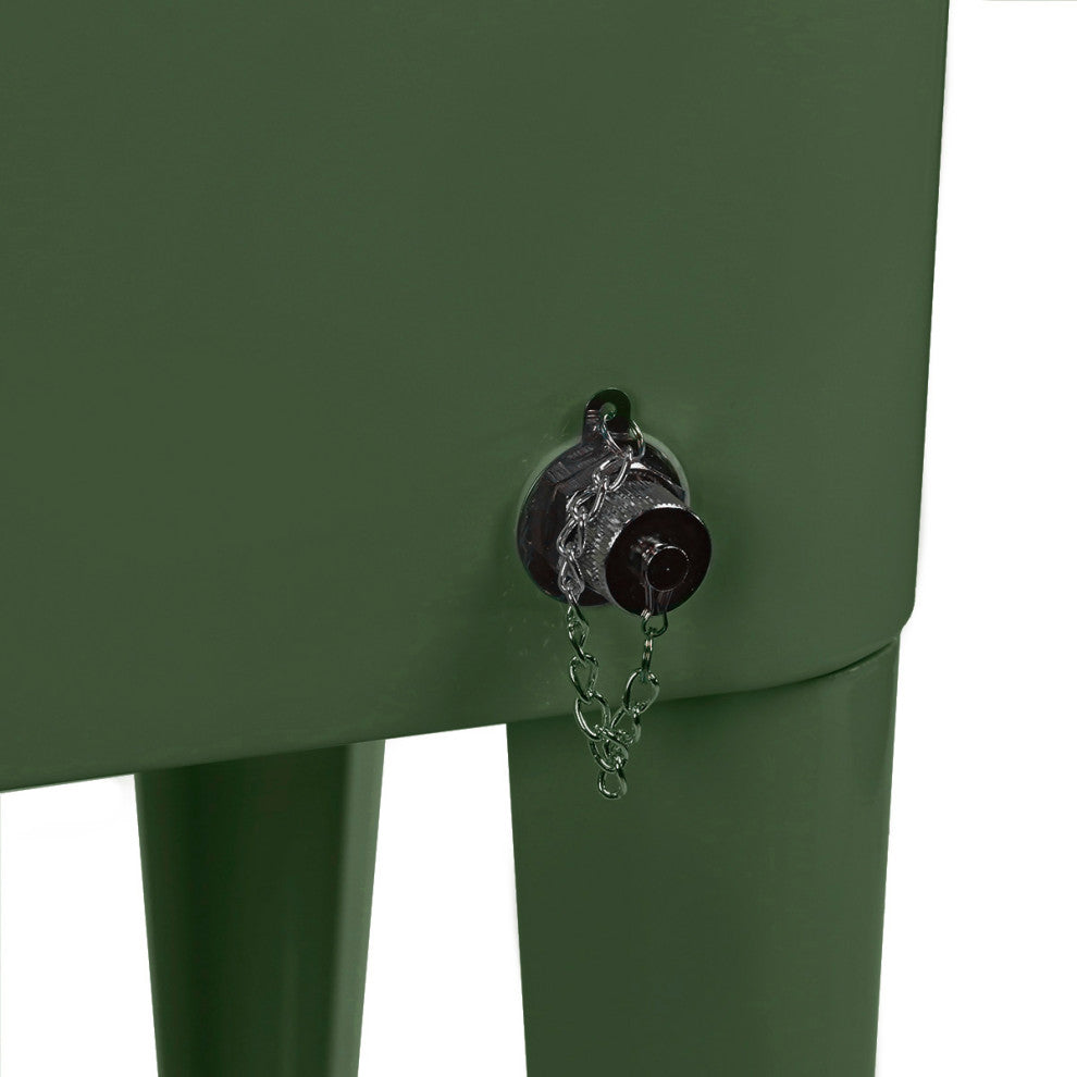 Green Retro 80 Quart Rolling Cooler Patio Outdoor Ice Chest Drink Bar