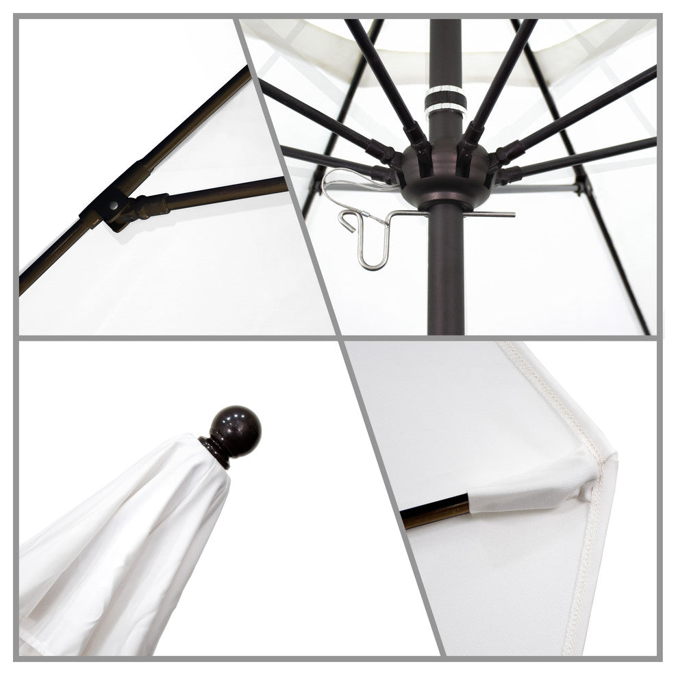9' Matted White Push Lift Fiberglass Rib Aluminum Umbrella, Olefin, Terracotta