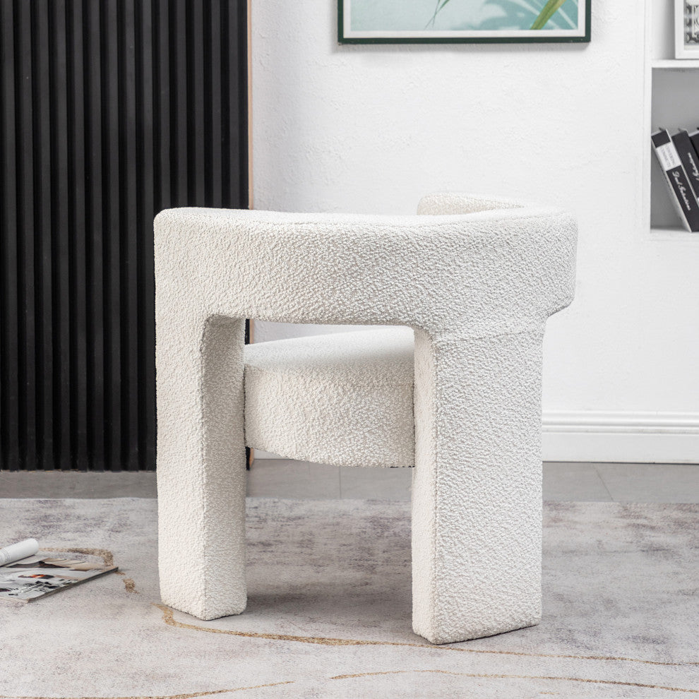 28" Wide Boucle Upholstered Square Armchair, Cream