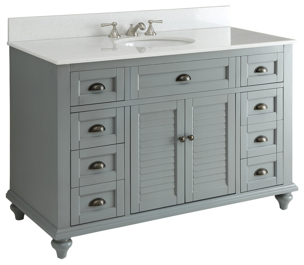49" Glennville Quartz Top Bath Vanity, Gray