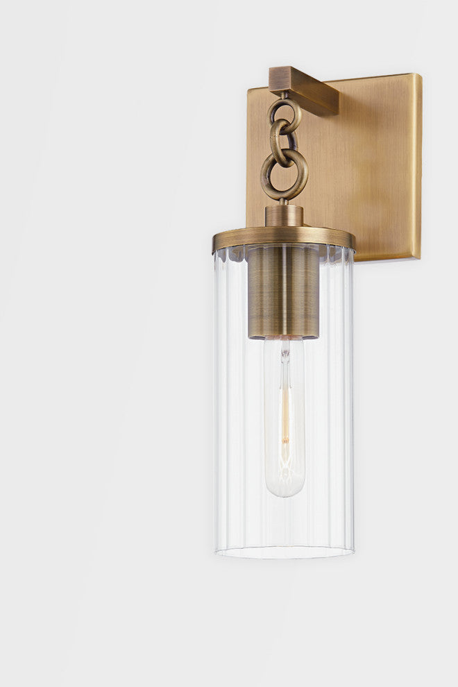 Yucca 1 Light Small Exterior Wall Scone, Patina Brass