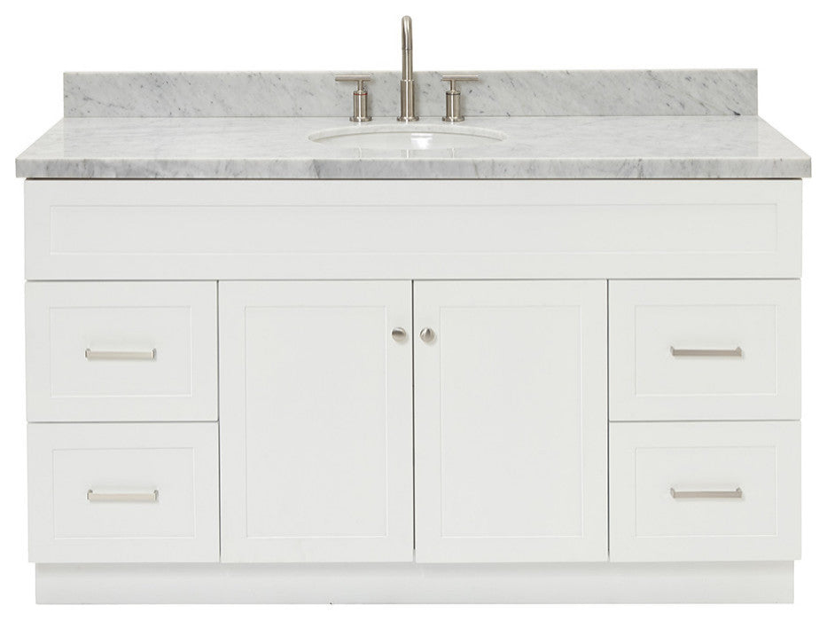 Ariel Hamlet 61" Oval Sink Bath Vanity, 1.5" Carrara Marble