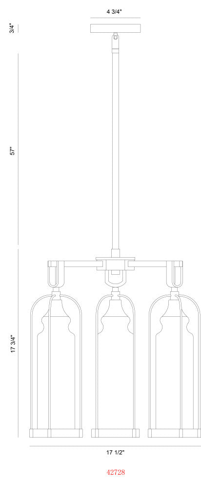 18" 3-Light Outdoor Chandelier