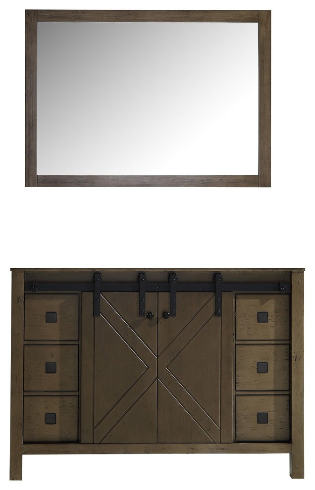 Marsyas Veluti 48" Rustic Brown Single Bath Vanity Cabinet, 44" Wall Mirror
