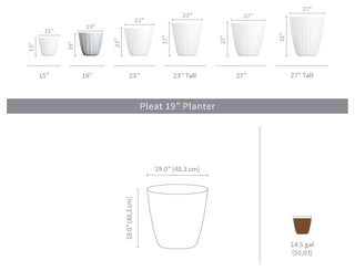Pleat Indoor/ Outdoor Modern Round Plant Pot, 19"W, Olive