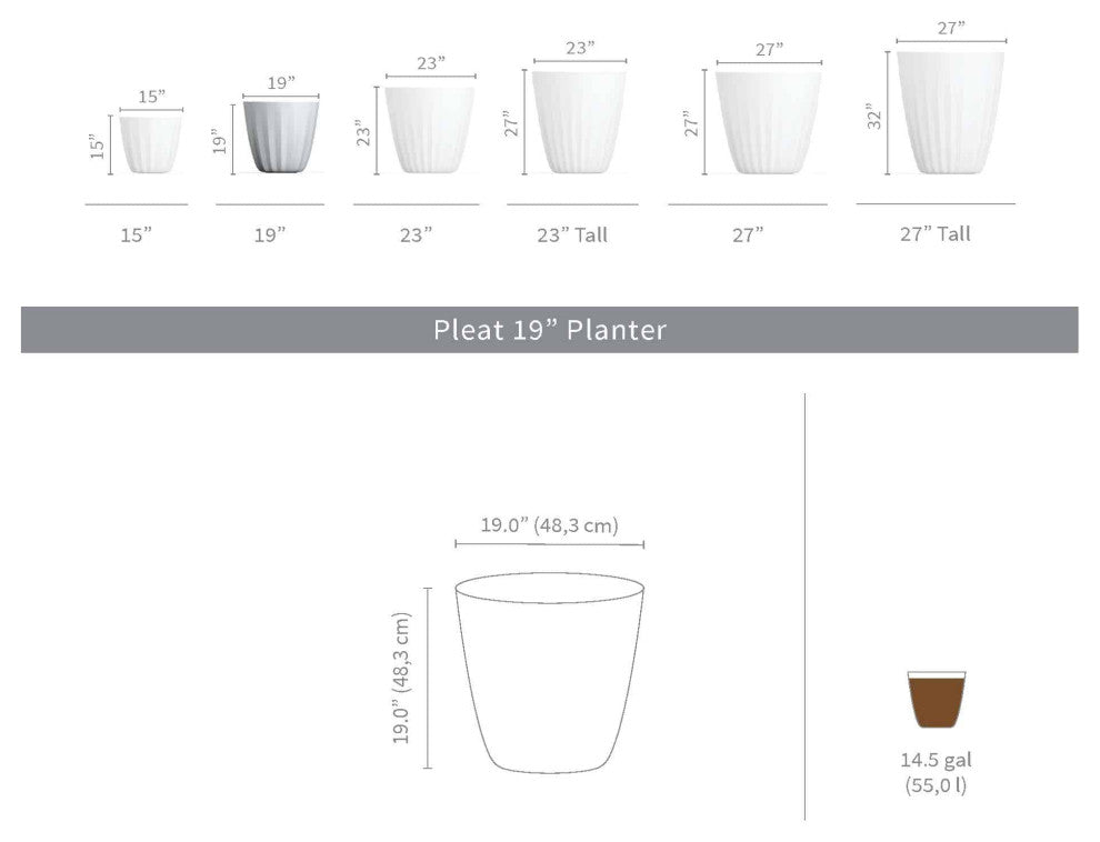 Pleat Indoor/ Outdoor Modern Round Plant Pot, 19"W, Olive