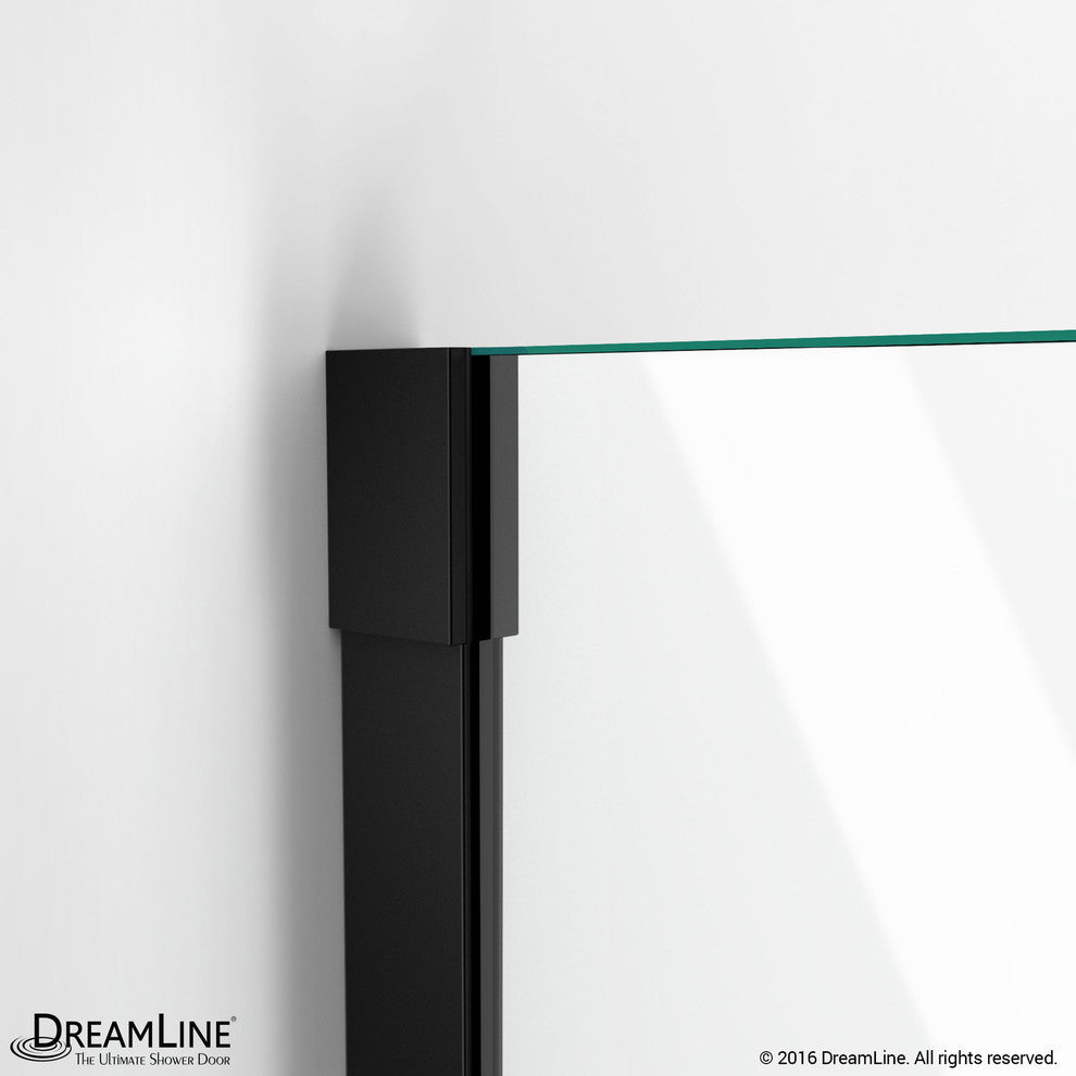 Dreamline Satin Black With Clear Glass, Hinged Shower Enclosure