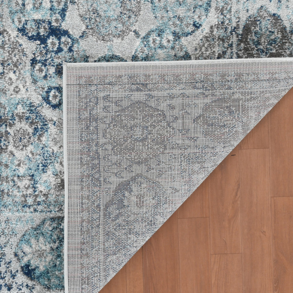 Alessana Loftus Gray Bordered Area Rug, 5'1"x7'6"
