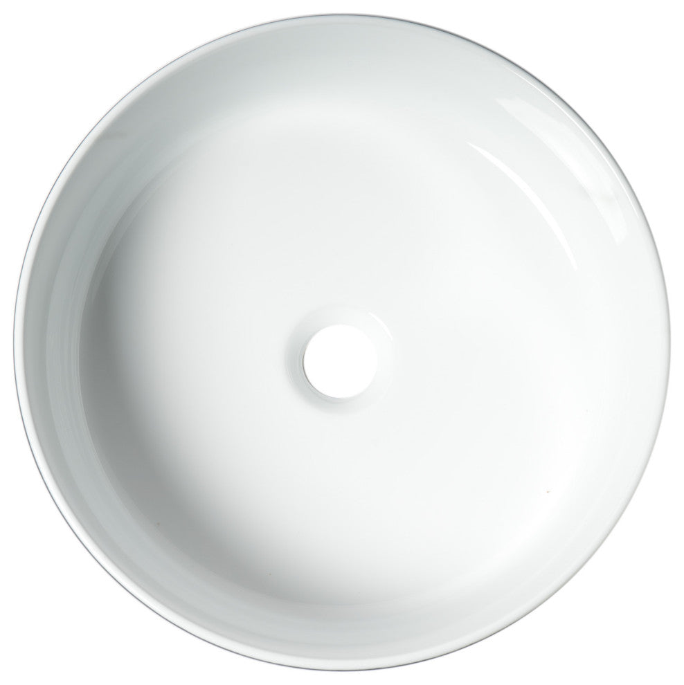 Alfi Brand Abc908 Black/White 15" Round Above Mount Ceramic Sink