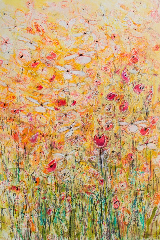 "Daisy Chain 10" Painting Print on Wrapped Canvas, 24x36