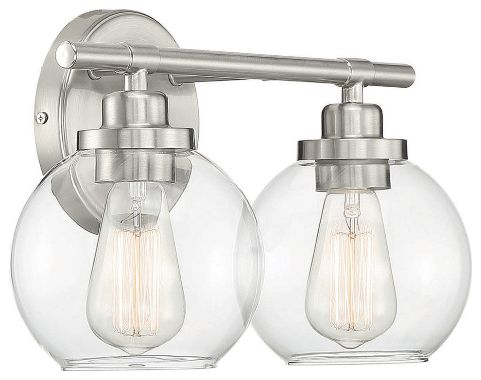 Carson Bathroom Vanity Light, Satin Nickel, 2-Light Bath