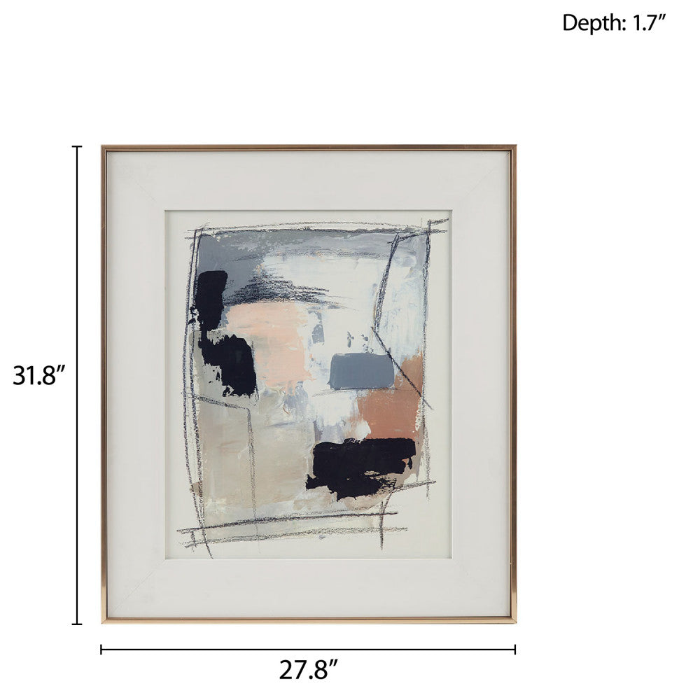 Madison Park Abstract Framed Wall Art Decor With Sketch Accent