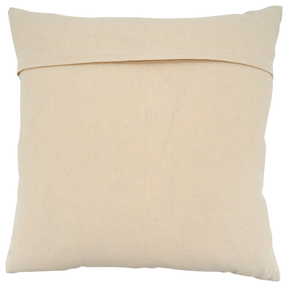 Cotton Pillow With Mudcloth Chevron Design, Natural, 18", Down Filled
